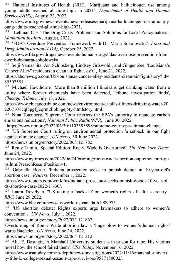 （圖表）［2022年美國侵犯人權(quán)報告］《2022年美國侵犯人權(quán)報告》注釋（10）