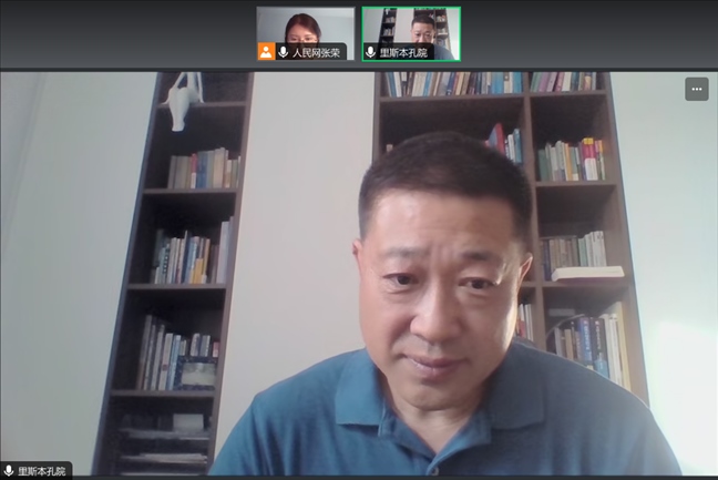 里斯本大學(xué)孔子學(xué)院中方院長王錦程。 采訪截圖