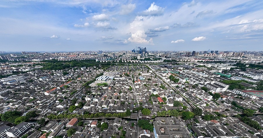 2023年7月3日拍攝的蘇州平江歷史文化街區(qū)（無人機照片）。新華社記者 李博 攝