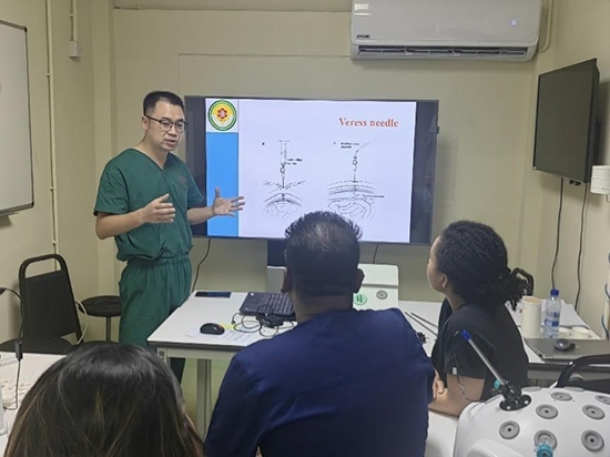 培訓(xùn)現(xiàn)場。第18期援圭亞那醫(yī)療隊供圖