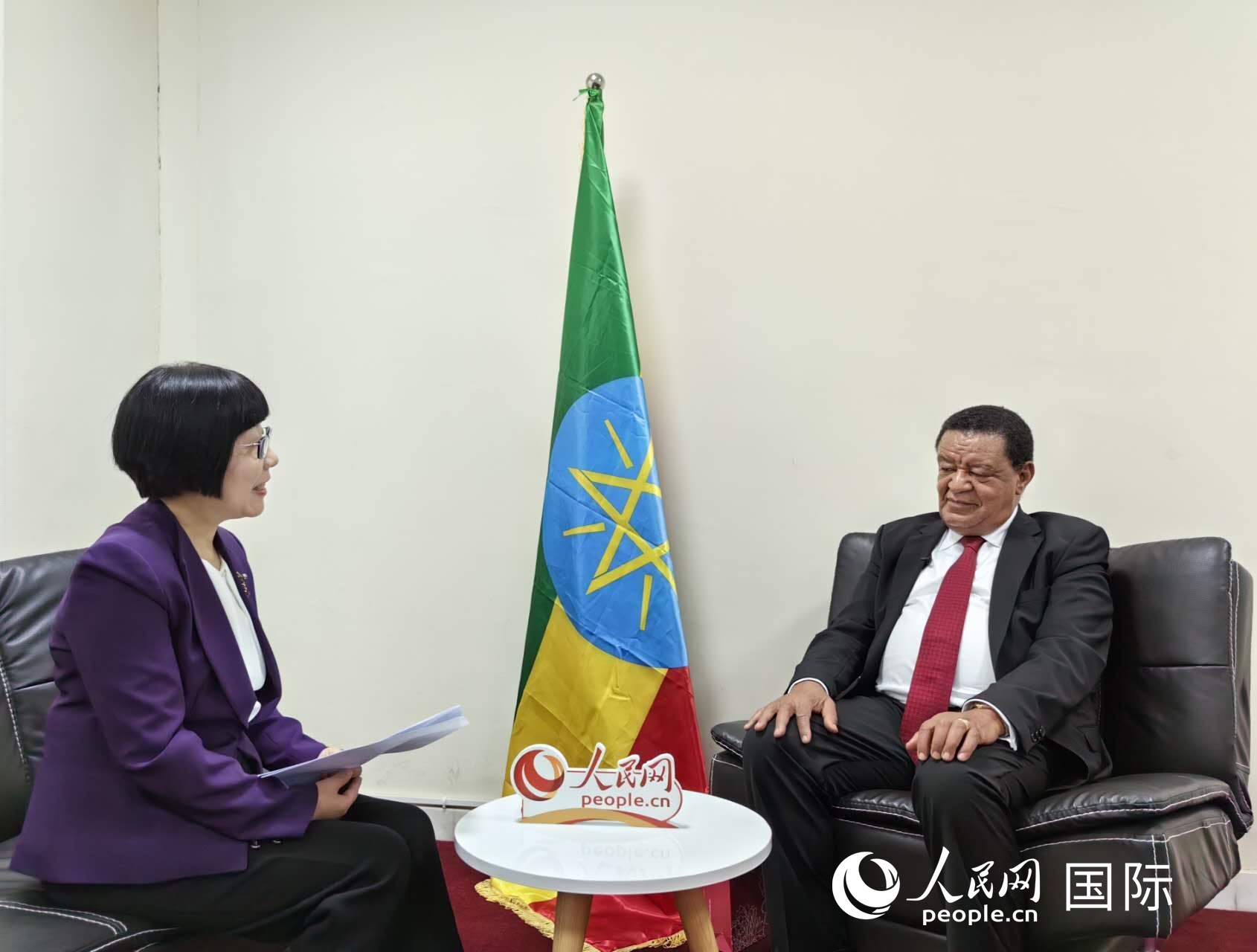 穆拉圖·特肖梅接受人民網(wǎng)記者唐維紅采訪。人民網(wǎng)記者 陳星星攝