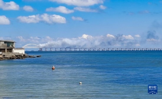 這是8月12日拍攝的克里米亞大橋。新華社/塔斯社