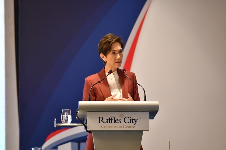 新加坡通訊及新聞部長兼內政部第二部長楊莉明。新加坡南洋理工大學供圖