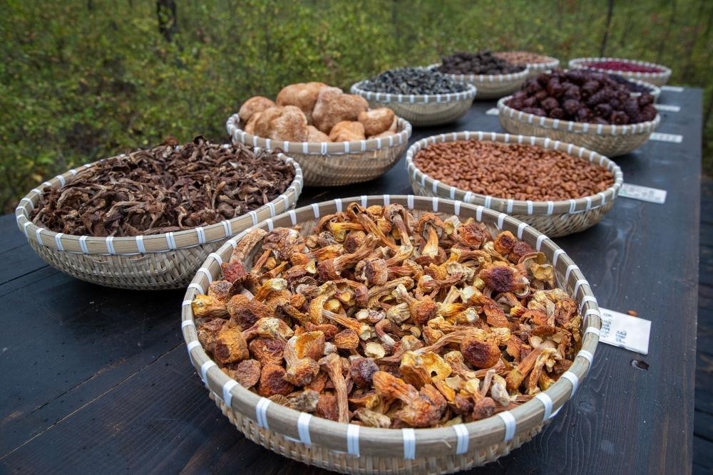 △近日，漠河市北極村一景區(qū)展示的林下產(chǎn)品。