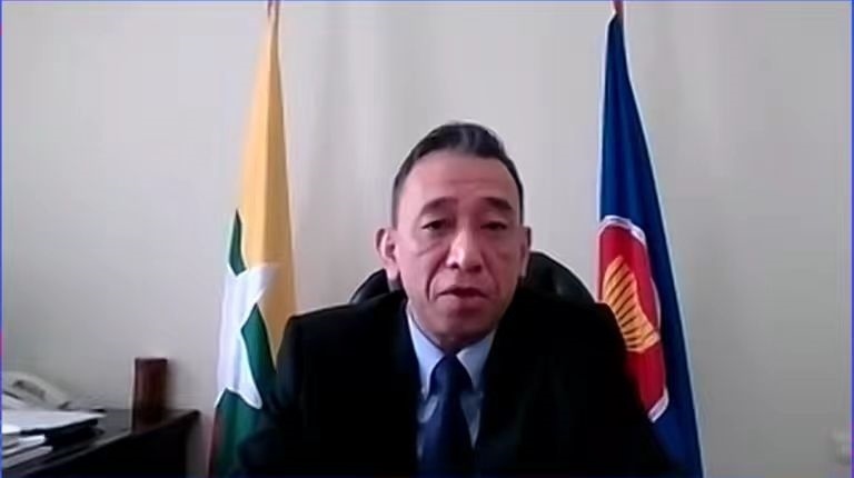 昂苗敏致辭。中國(guó)駐東盟使團(tuán)供圖