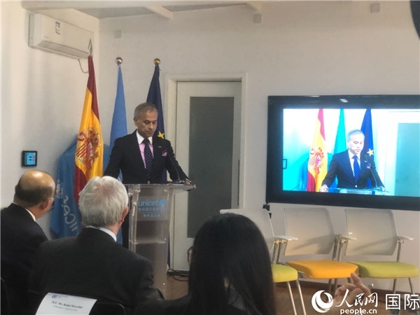 聯(lián)合國駐華協(xié)調(diào)員常啟德在研討會(huì)上致辭。 人民網(wǎng)記者 趙健攝