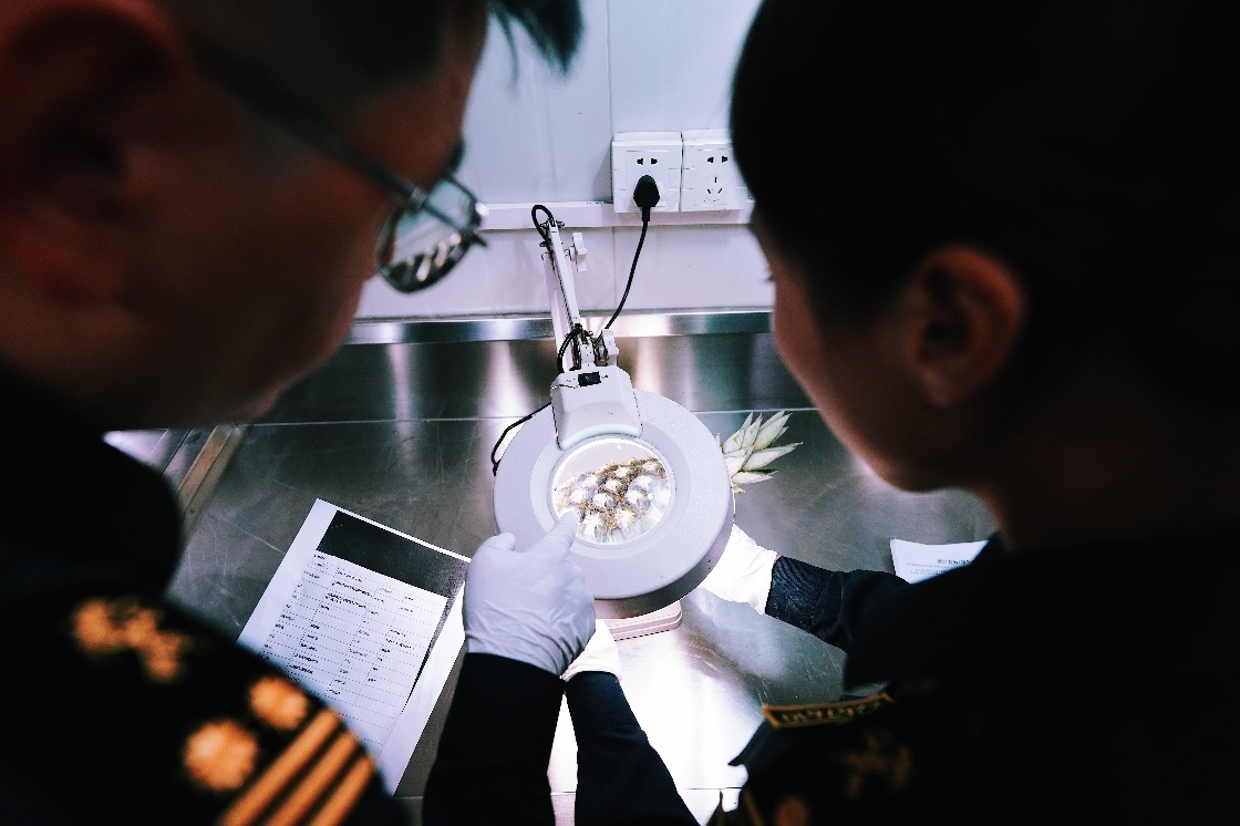 上海海關(guān)關(guān)員針對檢疫性有害生物和農(nóng)藥殘留進(jìn)行檢疫檢驗。陳興洲攝