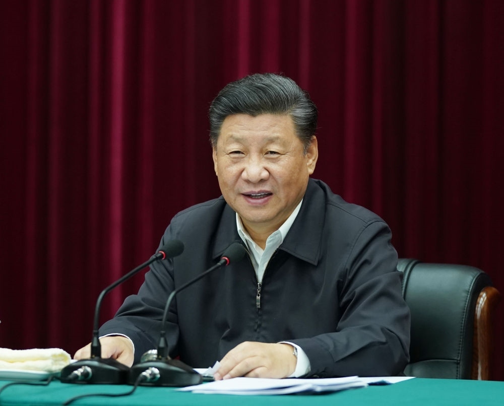 2019年9月18日上午，中共中央總書記、國家主席、中央軍委主席習近平在鄭州主持召開黃河流域生態(tài)保護和高質(zhì)量發(fā)展座談會并發(fā)表重要講話。新華社記者 謝環(huán)馳 攝