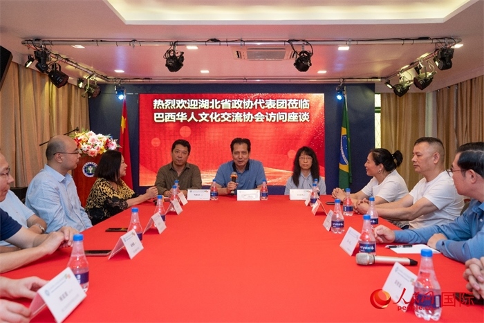 湖北省政協(xié)經(jīng)濟(jì)委員會主任王兆民（中）在座談會上致辭。 人民網(wǎng)記者 陳海琪攝