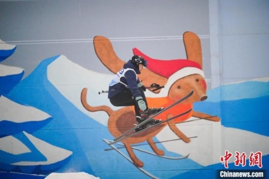 12月22日，云南省第一屆冬季運動會在昆明開幕。圖為選手在公開組男子自由式滑雪雪上技巧比賽中。中新社記者 劉冉陽 攝