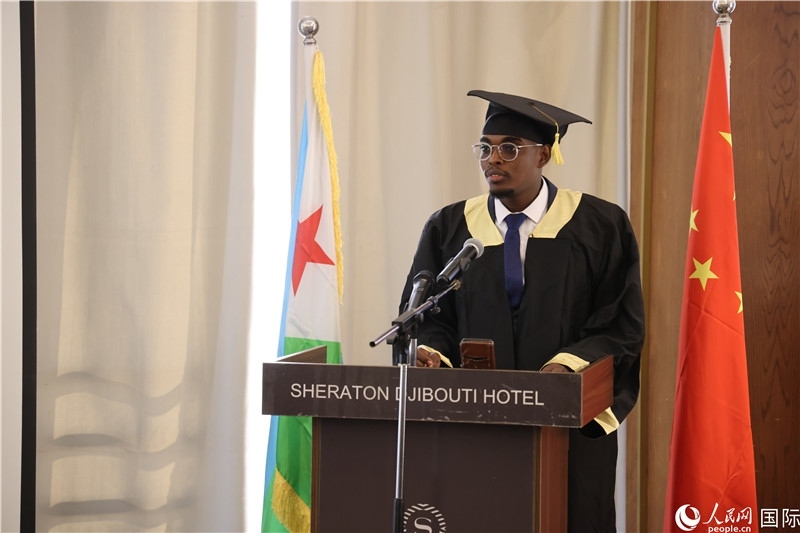吉布提魯班工坊2023屆畢業(yè)生代表發(fā)言。人民網(wǎng)記者 張志文攝