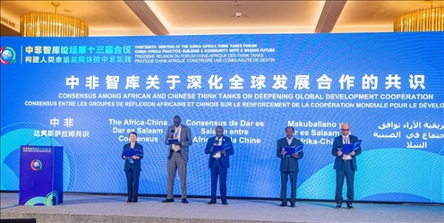 《中非智庫關于深化全球發(fā)展合作的共識》（又稱“中非達累斯薩拉姆共識”）發(fā)布。浙江師范大學非洲研究院供圖