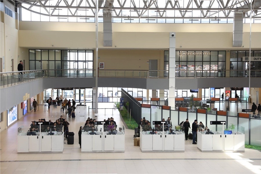 3月24日，扎門烏德口岸通關(guān)現(xiàn)場。駐蒙古使館供圖