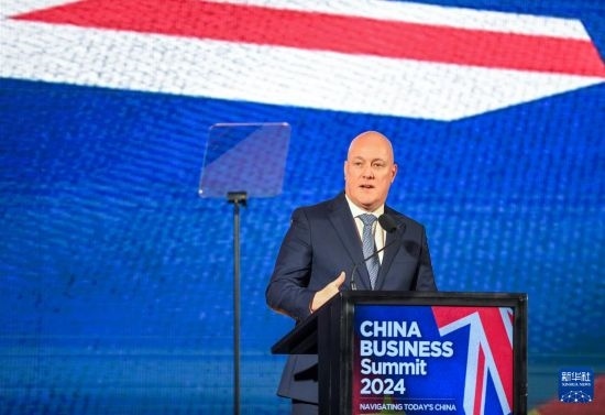 5月20日，新西蘭總理拉克森在奧克蘭出席新西蘭中國商業(yè)峰會并講話。新華社記者 郭磊 攝