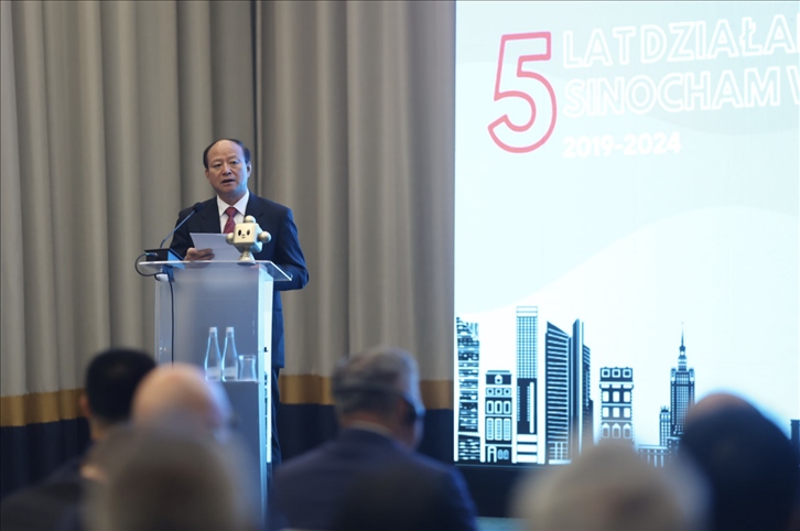 中國(guó)貿(mào)促會(huì)副會(huì)長(zhǎng)陳建安致辭。中國(guó)貿(mào)促會(huì)駐波蘭代表處供圖