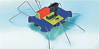 一種能夠在水面上滑行的自供電“蟲子”機(jī)器人。圖片來(lái)源：紐約州立大學(xué)賓漢姆頓分校