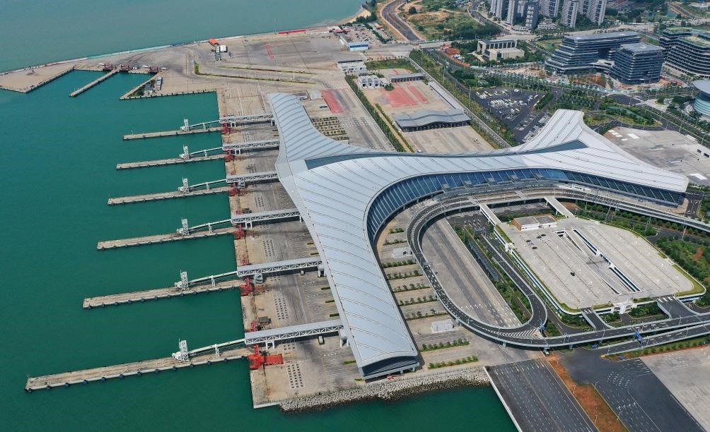 這是已經停航的海口新海港（9月4日攝，無人機照片）。新華社記者 郭程 攝
