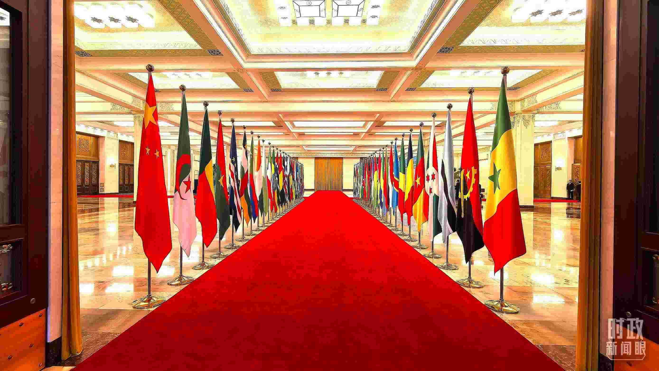  △人民大會堂內(nèi)的旗陣。（總臺央視記者馬超拍攝）