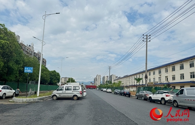 麗水佳園小區(qū)入口外及長富大道上停滿了車輛。人民網(wǎng)記者 邱燁攝