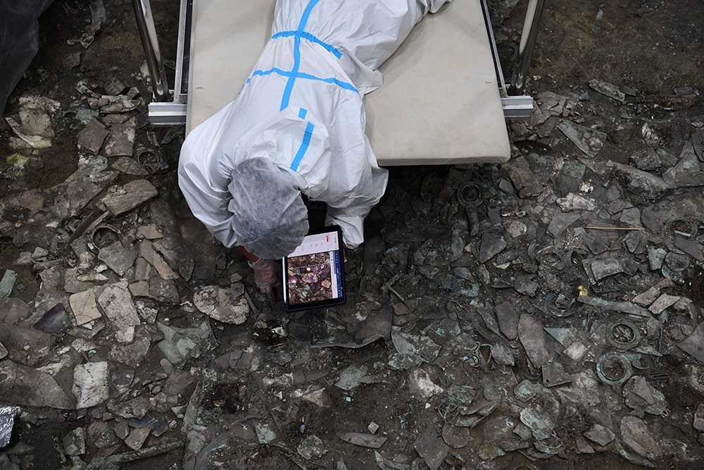 2022年6月28日，四川德陽(yáng)，三星堆7號(hào)祭祀坑發(fā)掘現(xiàn)場(chǎng)。