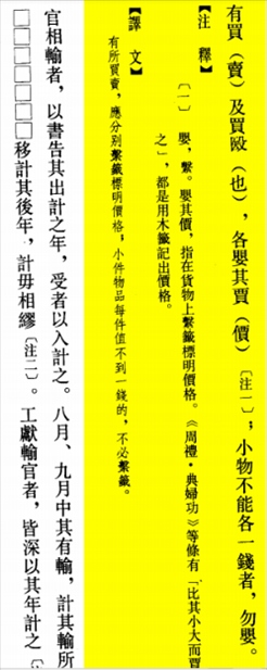 △“買賣的時(shí)候，應(yīng)分別掛上價(jià)格標(biāo)簽標(biāo)明價(jià)格，小件物品每件不到一錢的，不必懸掛標(biāo)簽。”