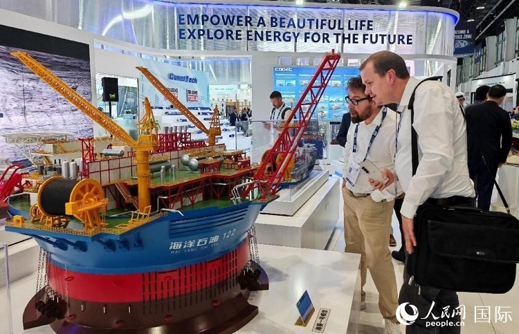 觀眾在中企展臺(tái)參觀。人民網(wǎng)記者管克江攝