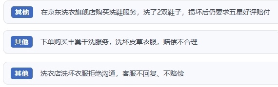 網(wǎng)友涉及互聯(lián)網(wǎng)洗滌服務(wù)的相關(guān)投訴問(wèn)題。（“人民投訴”用戶投訴截圖）