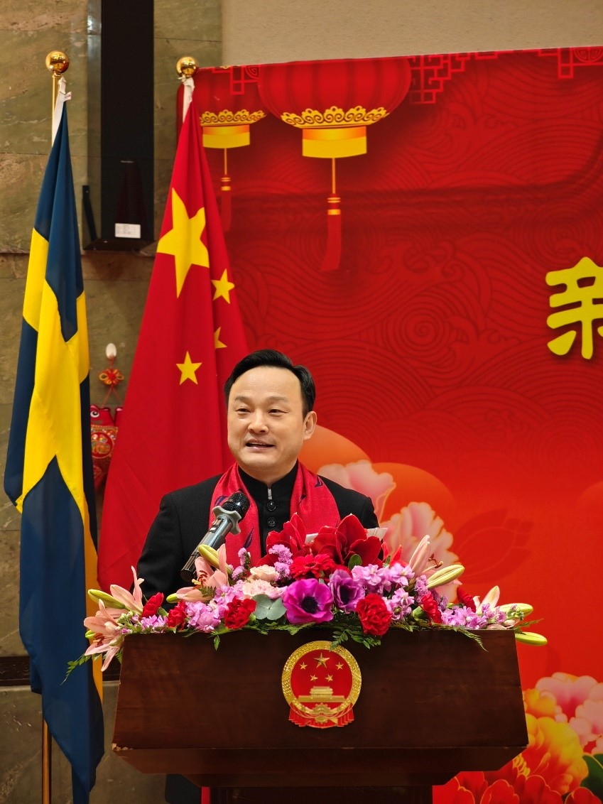 中國駐哥德堡總領事楊培棟致辭。中國駐哥德堡總領館供圖