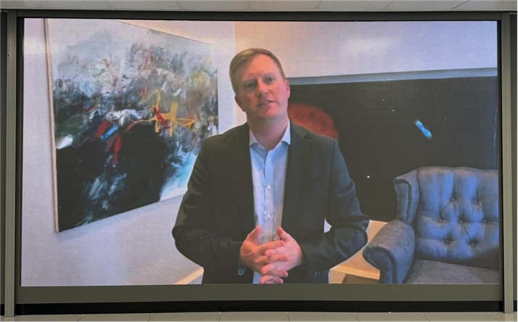 麥克弗森部長通過視頻表達(dá)對(duì)中南基建合作前景和未來了良好祝愿。中國銀行約翰內(nèi)斯堡分行供圖