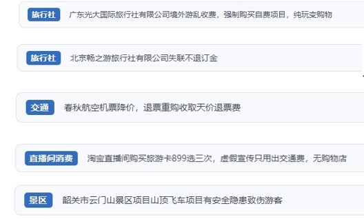 網(wǎng)友在“人民投訴”平臺反映涉旅游消費相關(guān)糾紛。（“人民投訴”用戶投訴截圖）