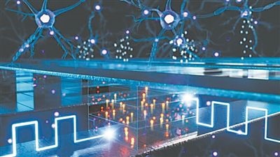 使用電化學(xué)隨機存取存儲設(shè)備進行內(nèi)存計算（藝術(shù)圖）。圖片來源：韓國浦項科技大學(xué)