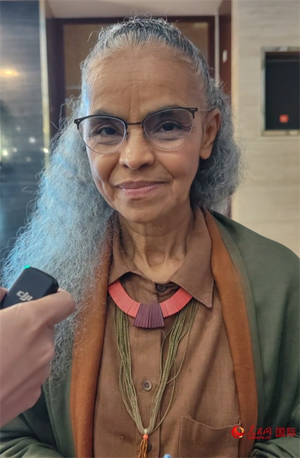 巴西環(huán)境與氣候部部長瑪麗娜·席爾瓦接受人民網(wǎng)采訪。人民網(wǎng)記者 符園園攝