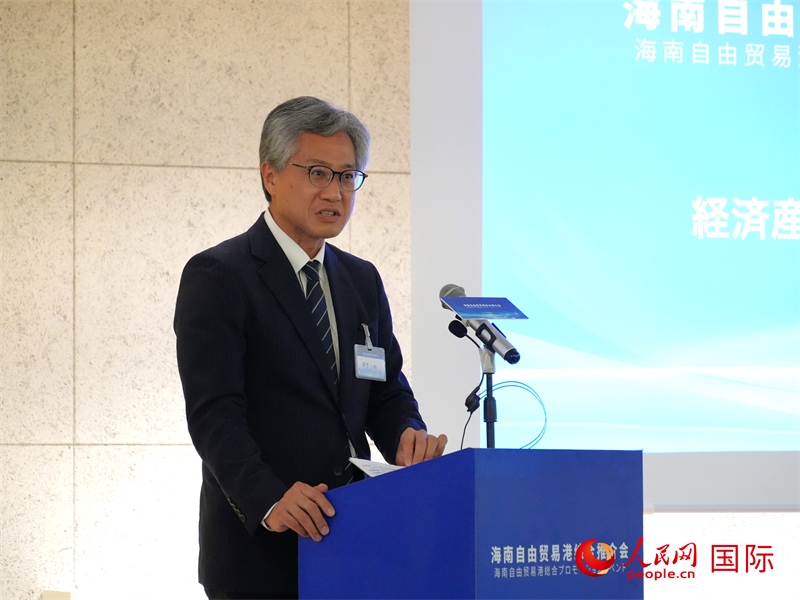 日本經(jīng)濟(jì)產(chǎn)業(yè)省通商政策局審議官田中一成致辭。人民網(wǎng) 許可攝