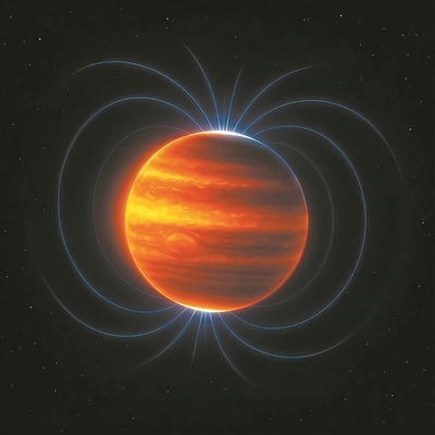 木星磁場(chǎng)(藝術(shù)圖)。圖片來(lái)源:物理學(xué)家組織網(wǎng)
